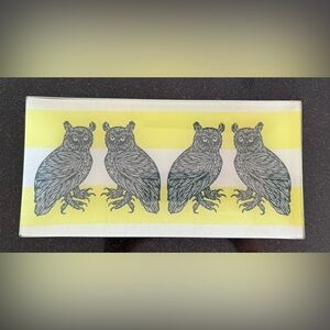 EUC West Elm glass owl tray